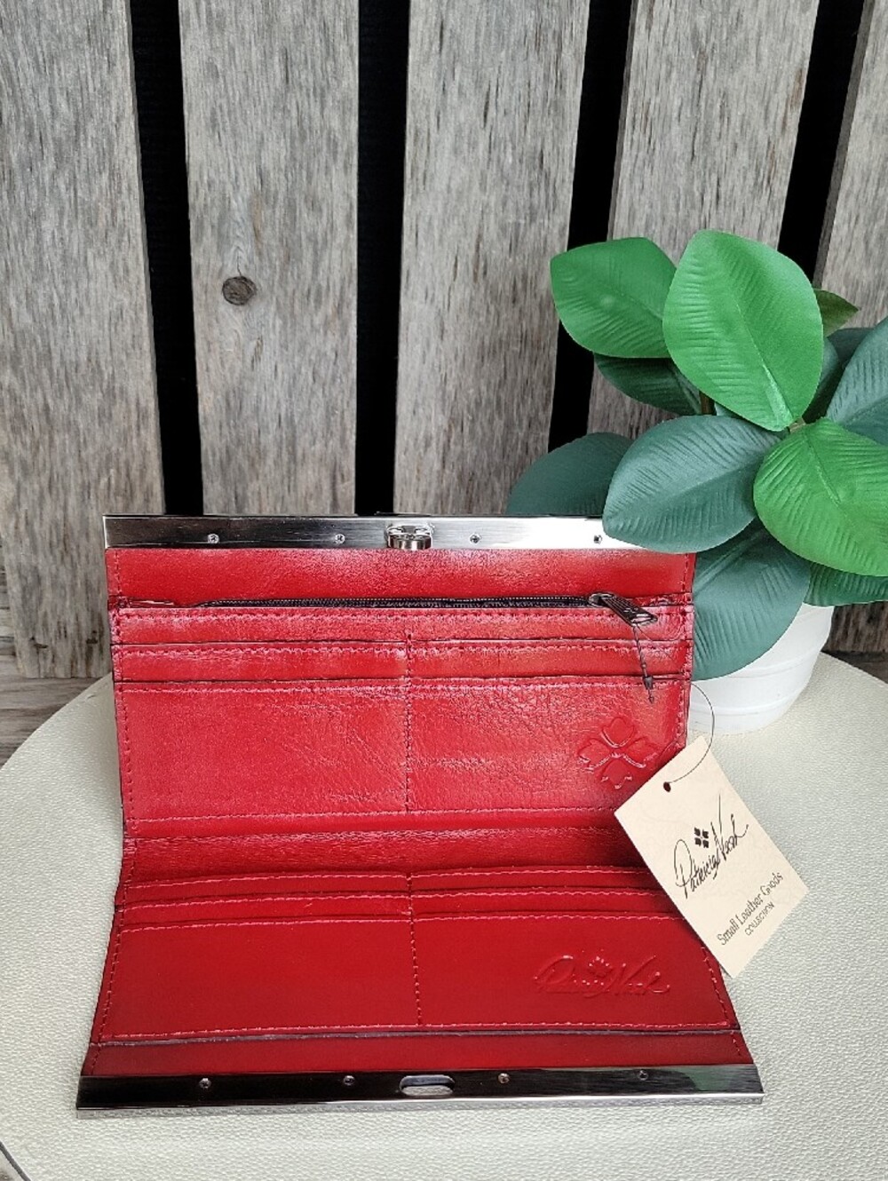 Patricia Nash Red Floral Cauchy Tool Embossed Leather Clutch - Picture 2 of 5